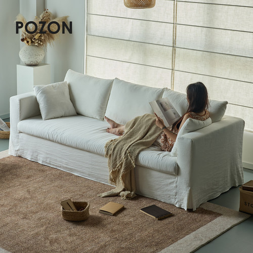 POZON朴琢/风晤沙发侘寂风布艺可拆洗棉麻客厅小户型直排三人位 - 图0