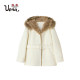 【秋酿】Uena可拆卸貉子毛领米色肌理感羊毛呢连帽绗棉外套附腰带