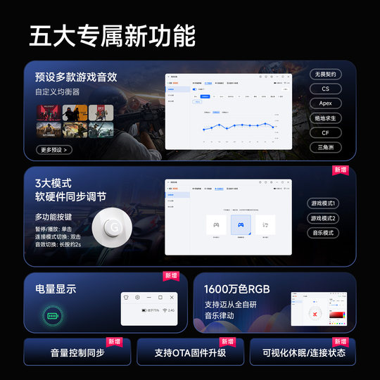 MCHOSE迈从 X9无线头戴游戏耳机蓝牙2.4G电竞耳麦台式电脑三模7.1