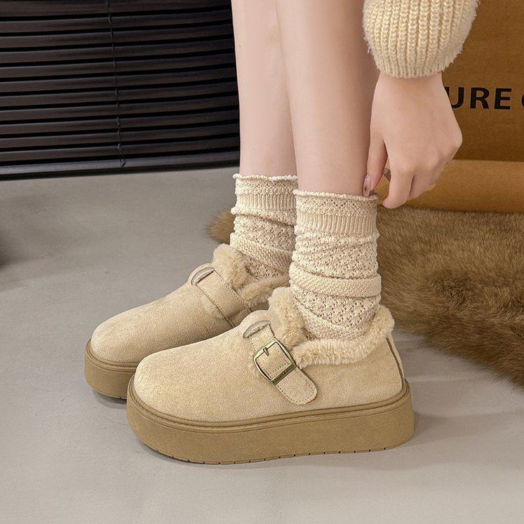 2025冬季新款深口单鞋卡棕平跟圆头中跟(3-5cm)一脚蹬,淘宝优惠券,粉丝福利购,淘宝优惠卷