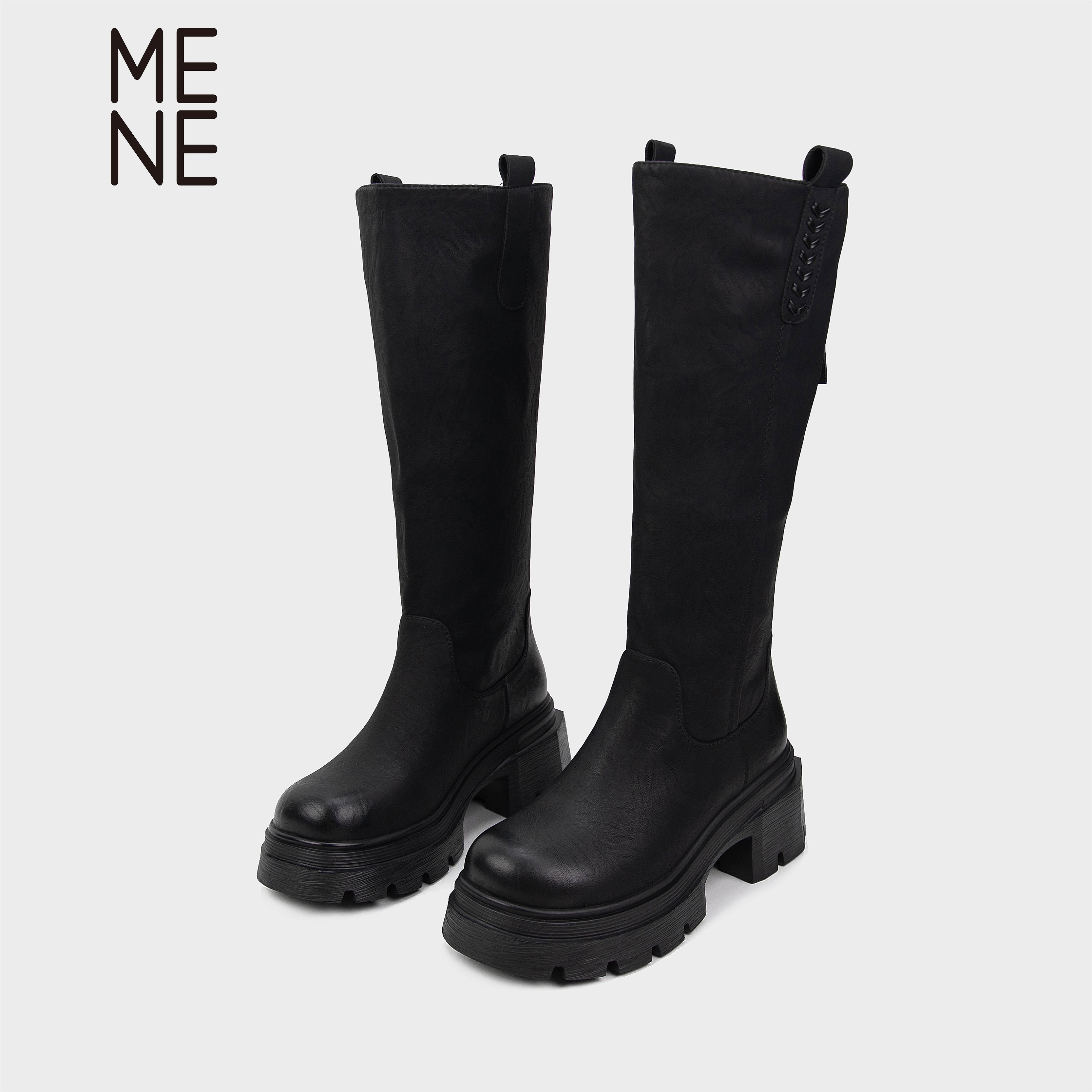 MENE（女鞋）薄绒长筒骑士靴女2025冬季新款厚底显瘦瘦瘦靴高筒靴,淘宝优惠券,粉丝福利购,淘宝优惠卷