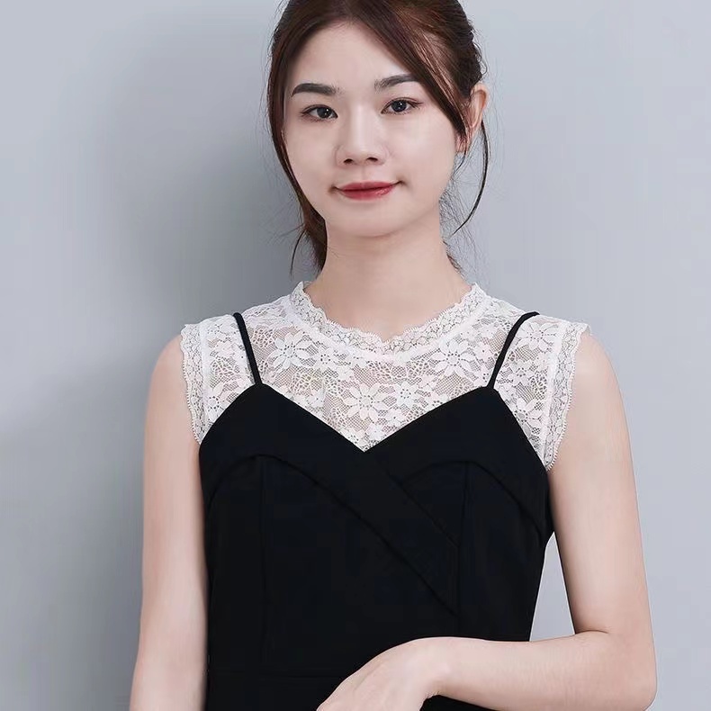 2022新款假领子女短款圆领无袖配毛衣蕾丝秋冬季打底衫显女人味,淘宝优惠券,粉丝福利购,淘宝优惠卷