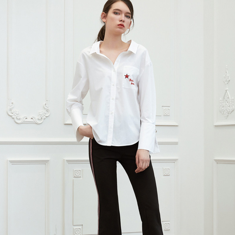 艾格喇叭袖女装2023夏季新款衬衫 艾格旗舰衬衫