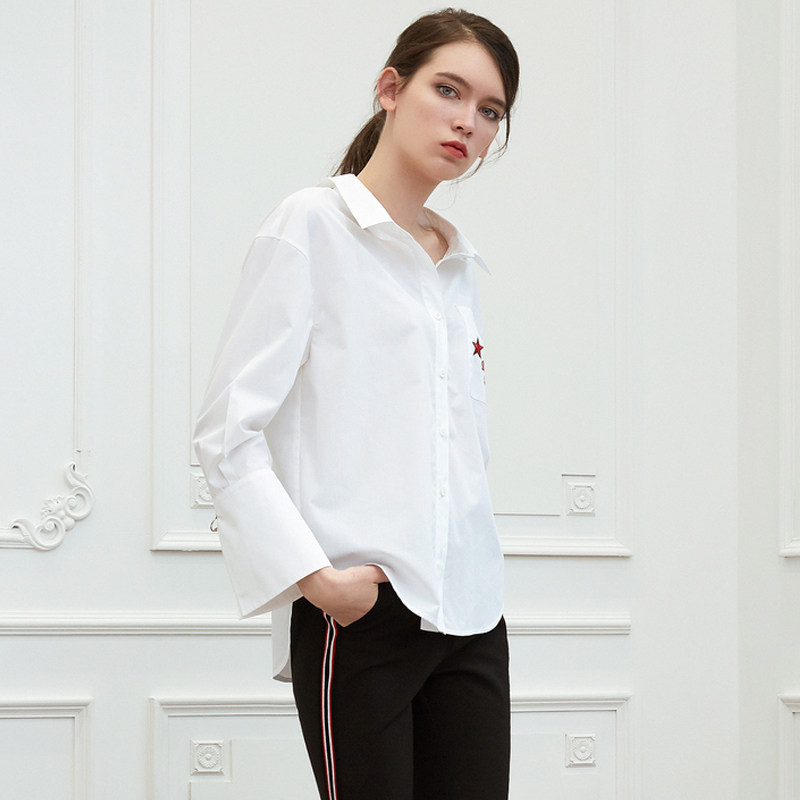 艾格喇叭袖女装2023夏季新款衬衫 艾格旗舰衬衫