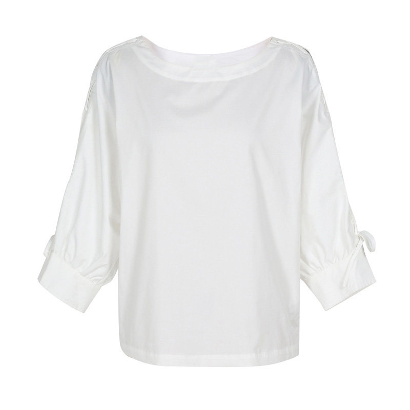 艾格2023夏季新品简约肩部系带衬衣 艾格旗舰蕾丝衫/雪纺衫