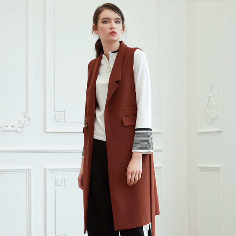 艾格气质西装领女2023新款腰带马甲 艾格旗舰马夹