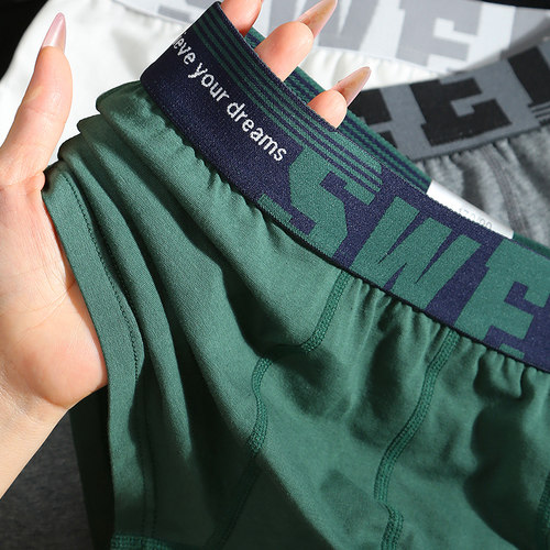 男士内裤男纯棉平角裤夏季透气青少年四角裤头潮流个性男生短裤衩 - 图0