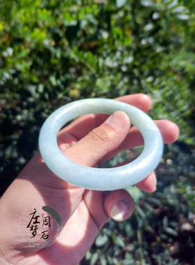 庄周梦石蓝天白云美人条圆条民族风特色玉镯天然玉石内蒙古佘太翠