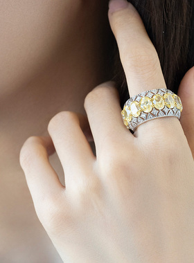 JCJ时装珠宝HighJewelPlay系列925银黄色椭圆锆石无限戒指