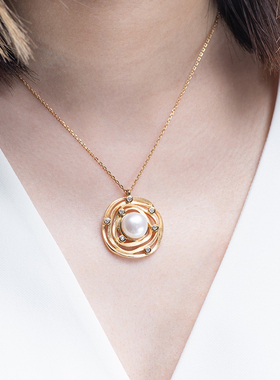 旋转花朵珍珠项链JCJ珠宝旗舰店