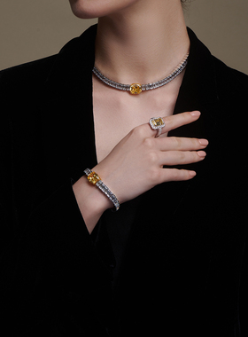 jcj时装珠宝黄色锆石波浪戒指