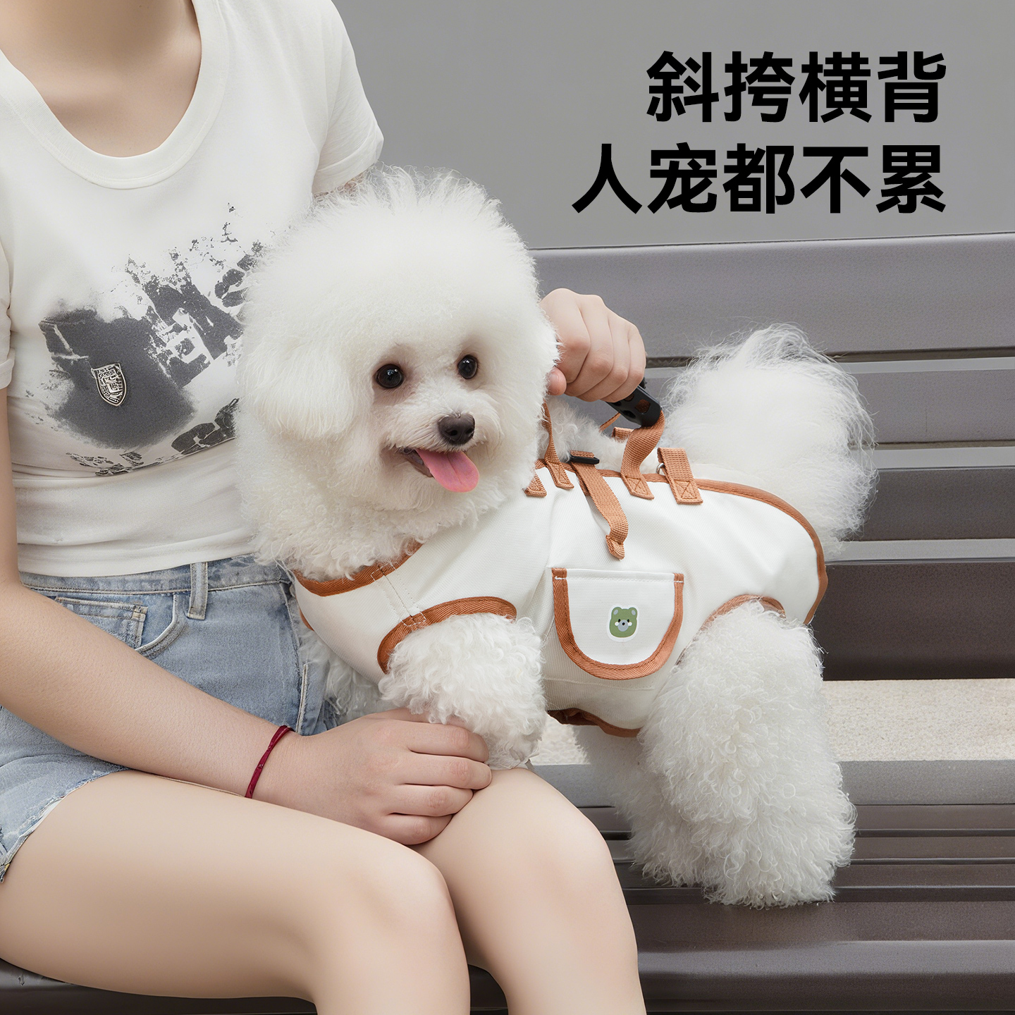 狗狗外出便携包斜挎横向狗包猫包单肩手提包户外出门牵引宠物背包 - 图0