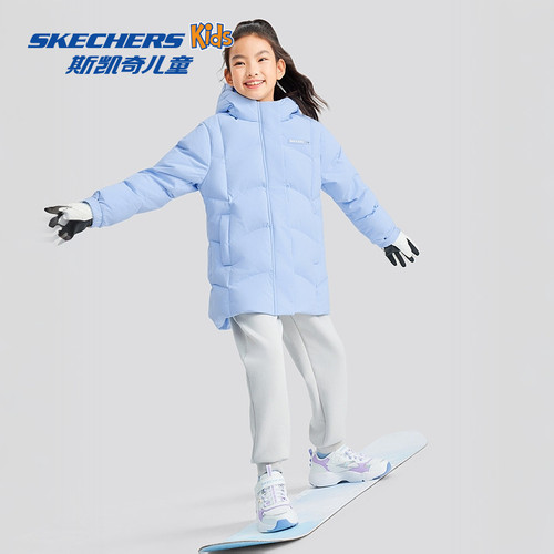 斯凯奇outlets儿童梭织白鸭绒羽绒服冬季新款女童保暖外套 - 图2
