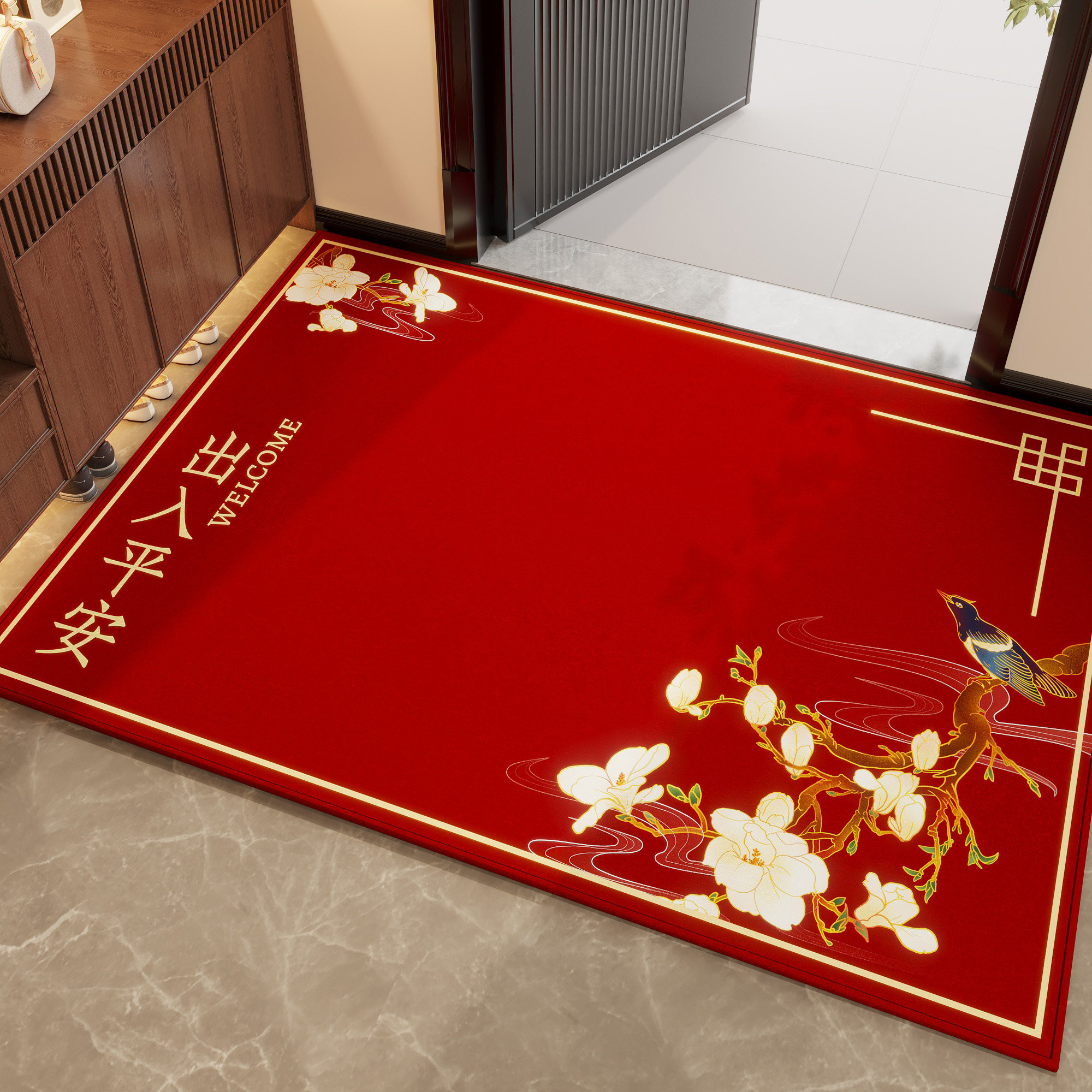 红色喜庆出入平安门垫新款高级地毯门口防滑脚垫子乔迁入户门地垫,淘宝优惠券,粉丝福利购,淘宝优惠卷