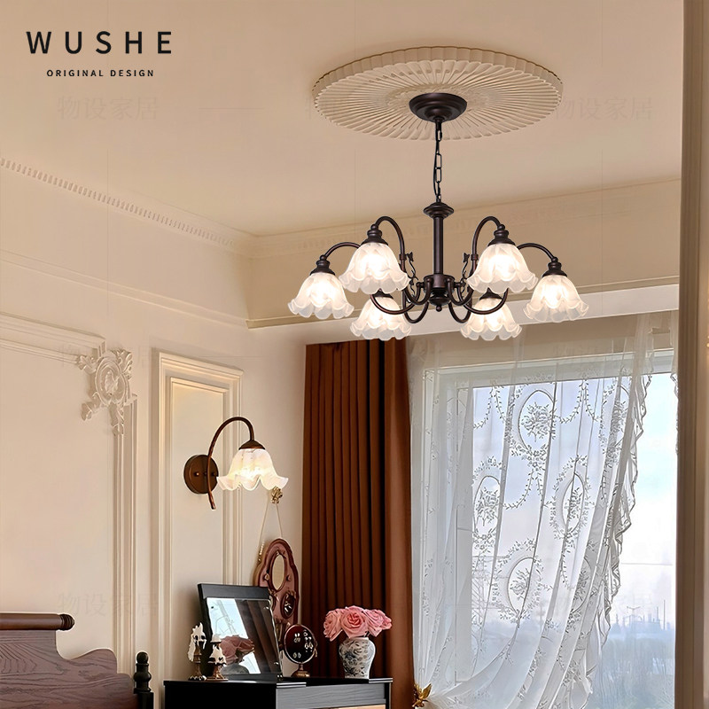 法式复古铃兰花灯客厅吊灯美式中古vintage卧室灯设计师餐厅灯具,淘宝优惠券,粉丝福利购,淘宝优惠卷