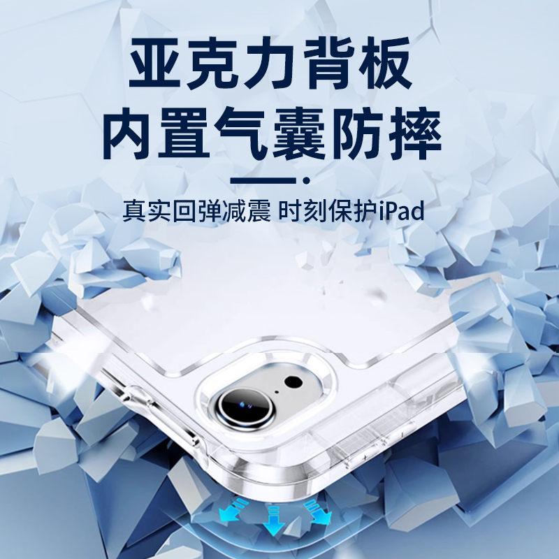 适用于iPad保护套Air5/4平板iPad9保护壳iPadPro11寸/10.9寸三折叠拆分防湾摔2022苹果9/10代平板透明保护套 - 图1