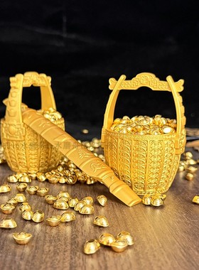 扁担元宝一桶金摆件发财工艺品