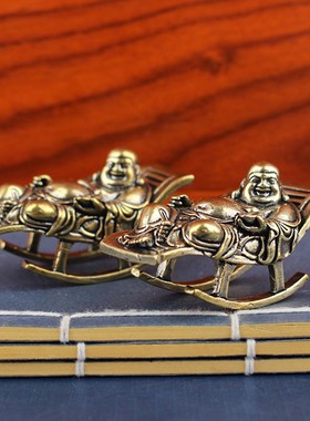 全铜逍遥佛小摆件福袋弥勒佛挂件