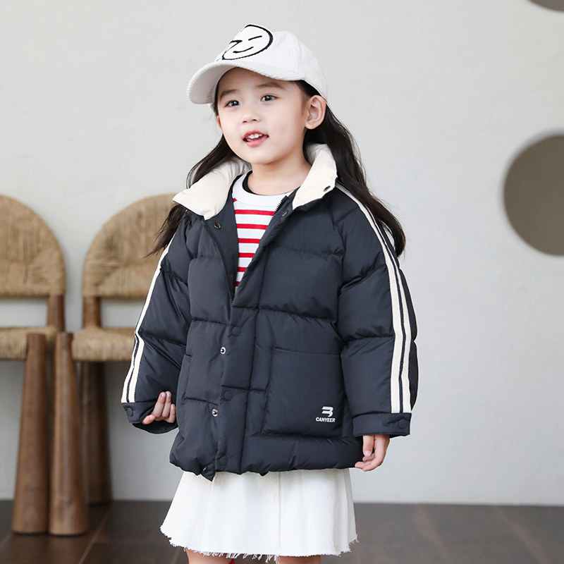 儿童装羽绒服中小童90绒宝宝羽绒服无帽立领男童保暖外套23814