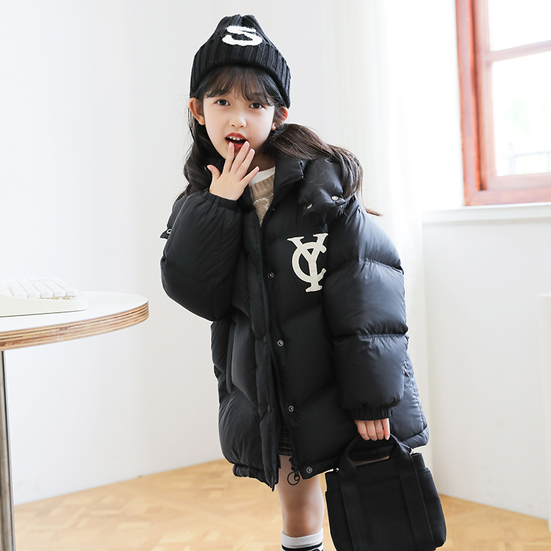 女童羽绒服中长款加厚2024冬季新款亲子装儿童羽绒服母女装23177 - 图1