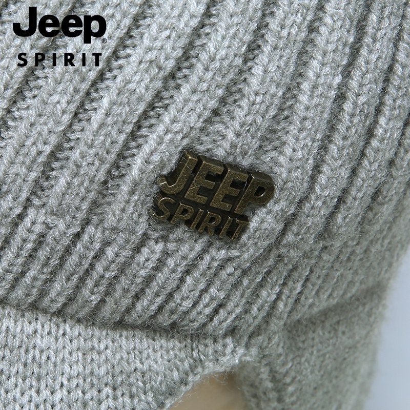 JEEP中老年人帽子男士冬季爸爸毛线帽保暖冬天老人羊毛针织帽男款