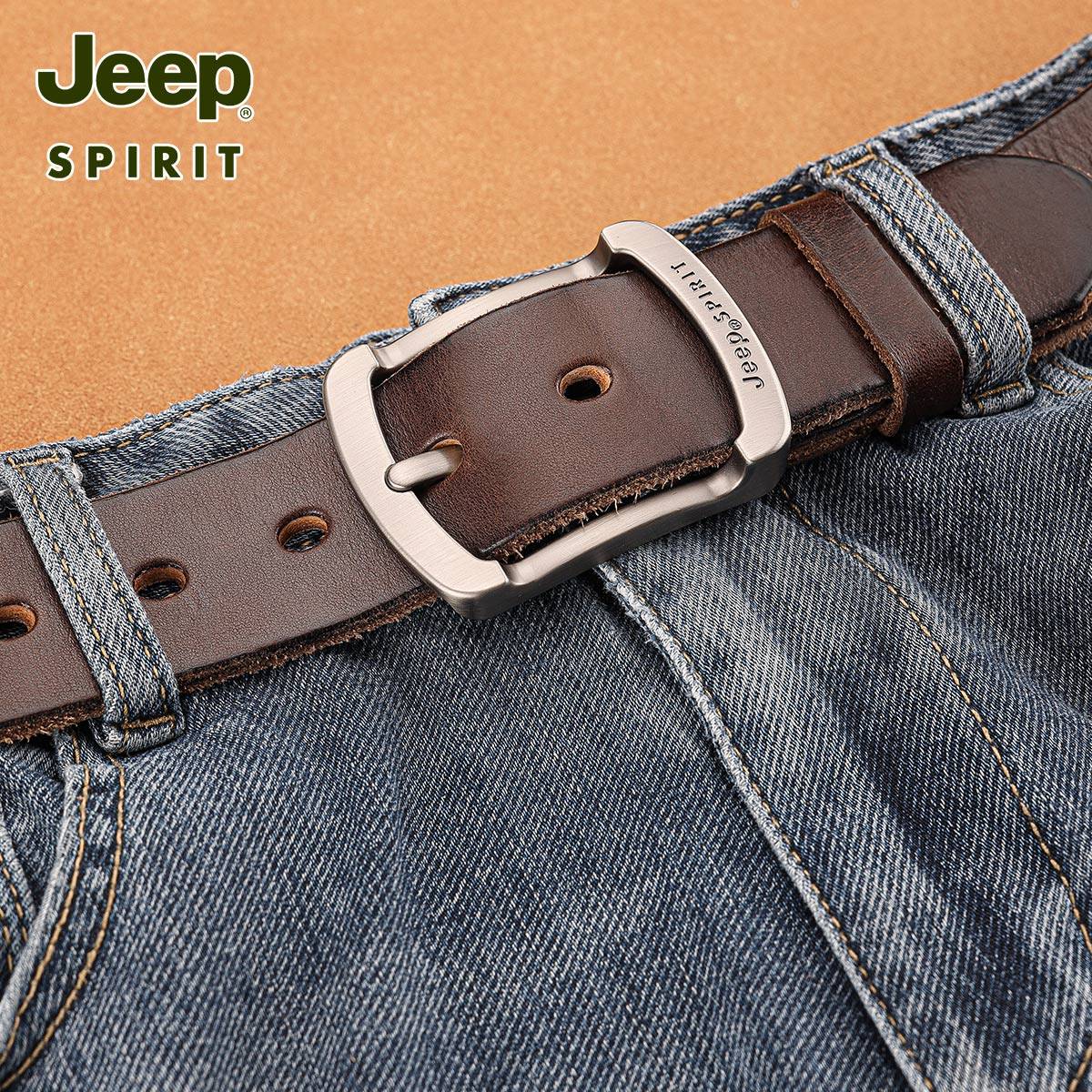 jeep纯牛皮男复古休闲手工牛皮腰带 JEEPSPIRIT汇玺悦腰带/皮带/腰链