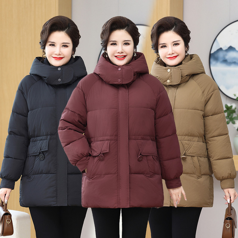 胖mm妈妈冬装羽绒棉服特大码保暖棉袄中老年人加厚棉衣外套女加肥