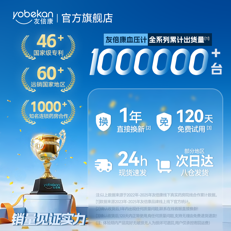 友倍康高清电子血压计上臂式语音播报99组双人记忆中老年便携家用