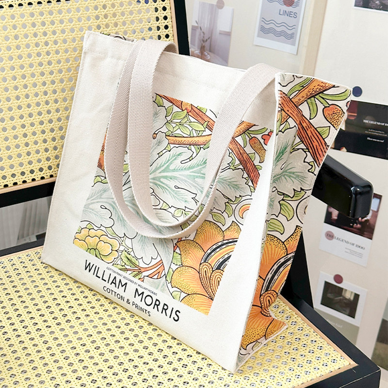 威廉莫里斯文艺帆布包女大容量托特包高级感学生上课单肩通勤包,淘宝优惠券,粉丝福利购,淘宝优惠卷