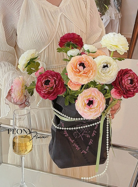 新2头露莲仿真花北欧简约家居客厅洋牡丹假花餐桌花艺摆件厂家