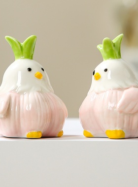 网红可爱陶瓷蒜鸟摆件创意家居桌面装饰创意治愈系小物件个性礼物