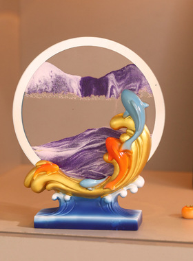 创意3D流沙画风生水起乔迁新居礼物家居桌面装饰摆件节日伴手礼
