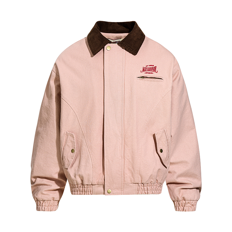 SUICHAO 美式复古风毛内里保暖教练夹克外套休闲古着刺绣宽松棉服 - 图3