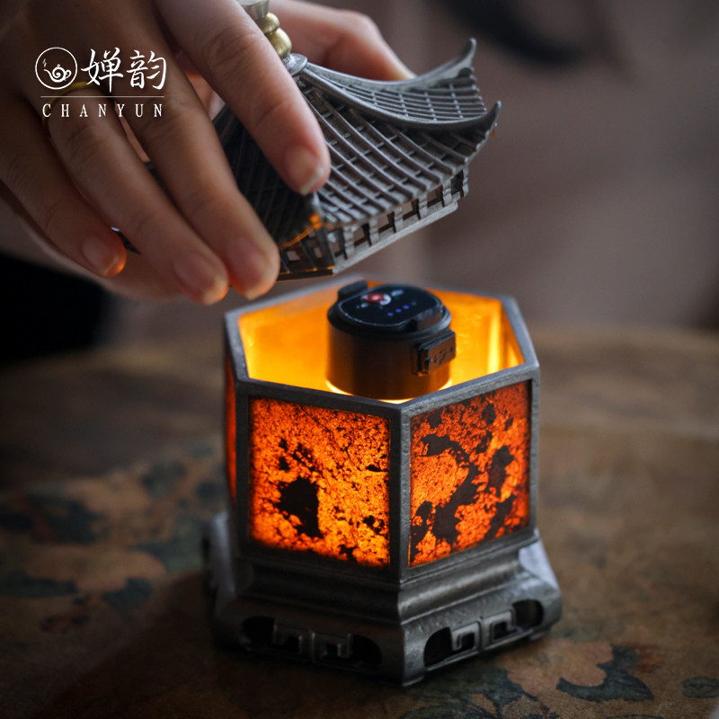 婵韵古篱岩石灯六方宫灯烛台香炉宝塔摆件氛围灯复古茶桌摆件配件,淘宝优惠券,粉丝福利购,淘宝优惠卷