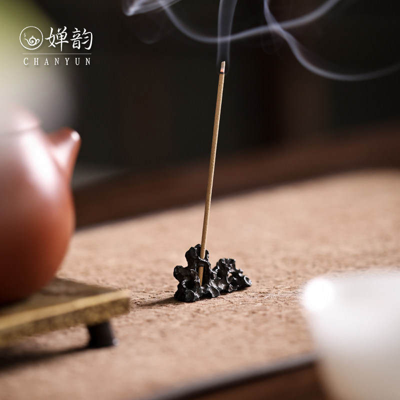 婵韵 藏王堂铸铁太湖石线香香插香器底座香炉茶桌摆件香道配件,淘宝优惠券,粉丝福利购,淘宝优惠卷