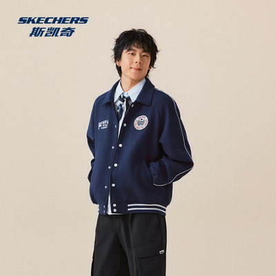 斯凯奇 新款男女同款宽松休闲运动风夹克外套