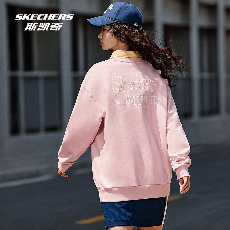 Skechers斯凯奇2025新品男女同款针织套头卫衣松弛感落肩刺绣logo