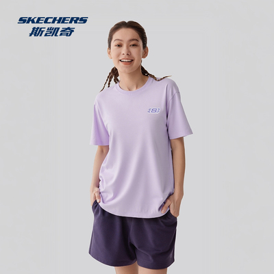 夏季新款斯凯奇官方outlet夏夏新品男女同款运动舒适针织短袖T恤