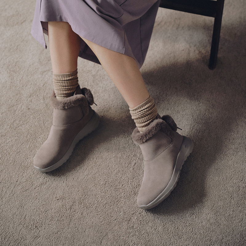 斯凱奇skechers官方outlets秋冬新款雪地靴短女一腳蹬保暖松糕底_skechers官方outlet店_運動鞋new