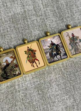 新款道家唐卡吊坠项链手绘描金高档精美关公白鹤童子赵公明送绳潮