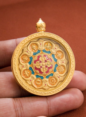 新款精美高档正品圆形藏式民族风唐卡外壳空盒嘎乌盒子空托男女款