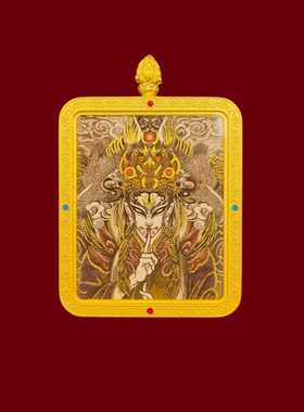 新款白鹤童子手绘描金唐卡吊坠项链挂件景区同款高清精美男士霸气