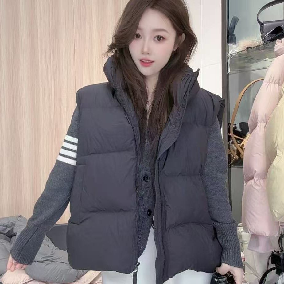 90白鹅绒羽绒服马甲2025新款简约加厚韩版宽松秋冬坎肩立领背心女 - 图2