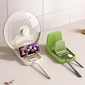 pot lid rack ຄົວເຮືອນ countertop multifunctional storage rack spatula lid chopping board drain pot lid artifact