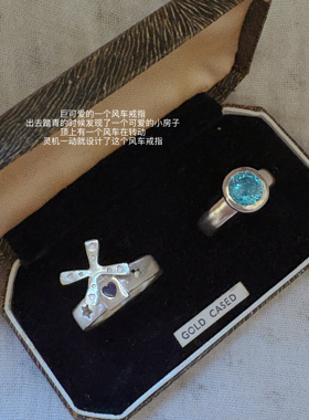 原创纯手工小众设计高级纯银可转动风车戒指可爱百搭不撞款戒指