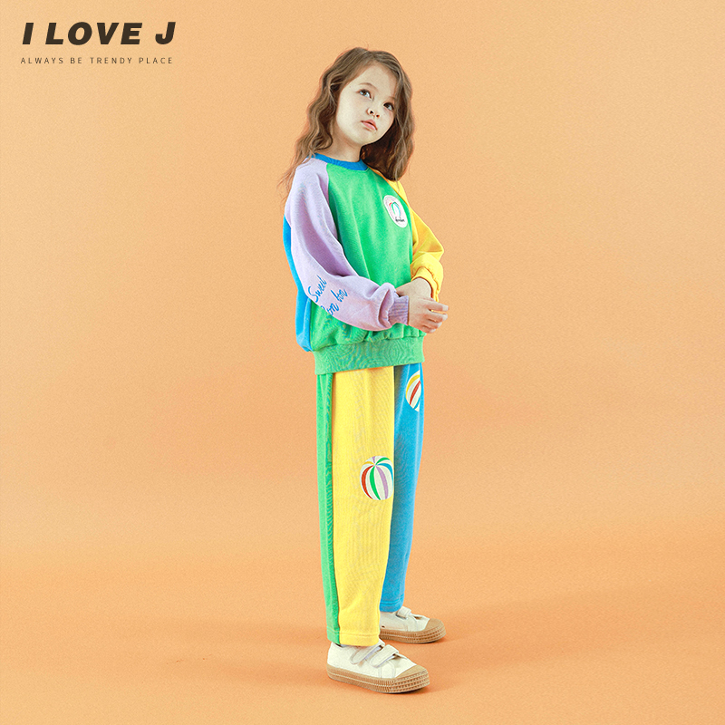 ILOVEJ童装洋气加绒撞色卫衣加厚儿童冬装保暖女童上衣/JUWTO33
