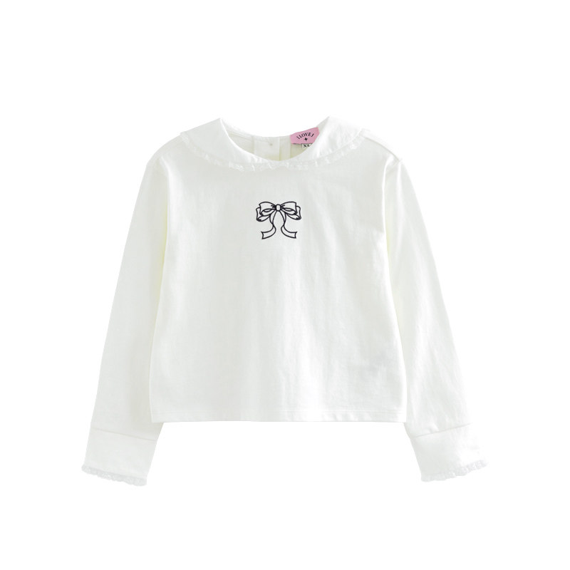 ILOVEJ韩国童装2025秋季女童白色打底衫纯棉蝴蝶结上衣/JXFTO16,淘宝优惠券,粉丝福利购,淘宝优惠卷