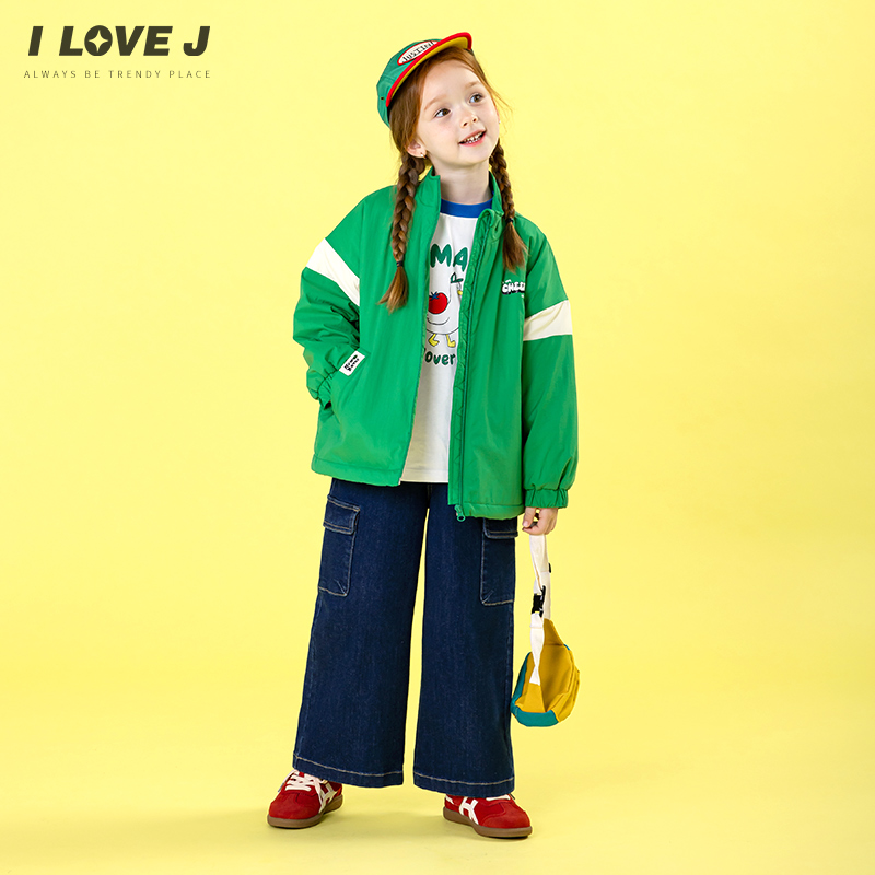 ILOVEJ童装2025春季女童宽松牛仔裤韩版工装裤长裤子/JWFPT23