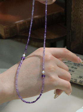 SUMOJEWEL【紫嫣】天然紫锂辉紫色系锁骨链新中式时尚百搭送礼