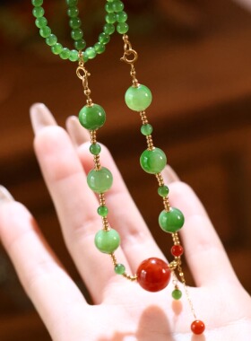 SUMOJEWEL《朱翡》新中式复古优雅轻奢气质款南红翡翠项链